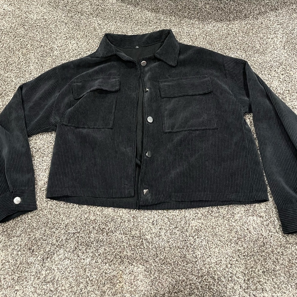 Corduroy Black Grey cropped jacket !